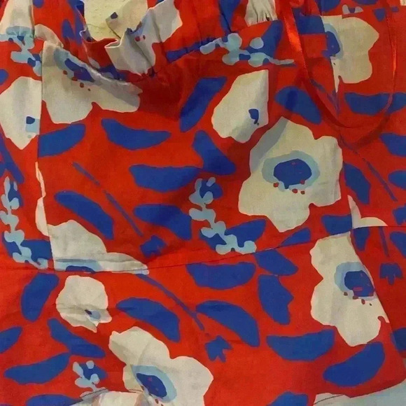 Anthropologie Hutch Strapless Ruffle Trim Floral Red Strapless BohoTop Size 14 - Picture 10 of 12